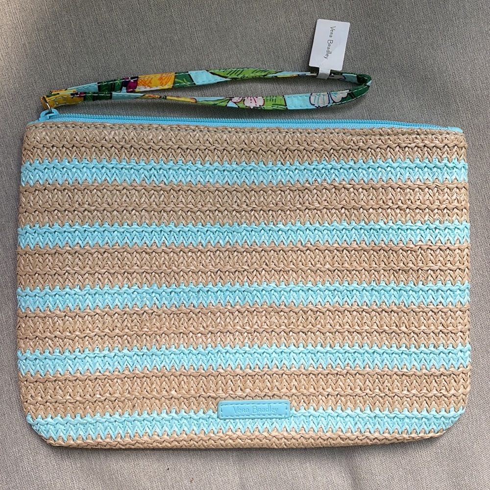 NEW! RETIRED Vera Bradley “Squeeze The Day” Straw Lemons Striped Wristlet Purse - Picture 2 of 5
